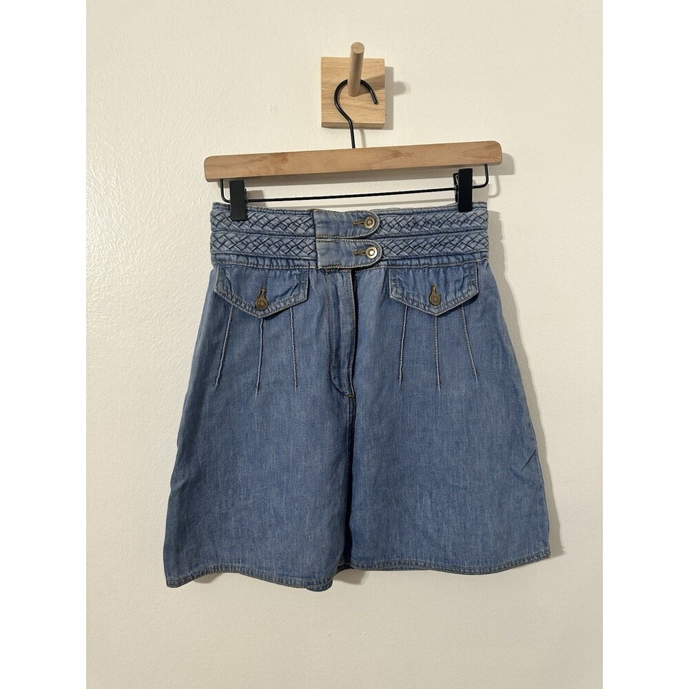 Free People Denim Mini Skirt Blue Size 0 High Waist Button Front Pockets